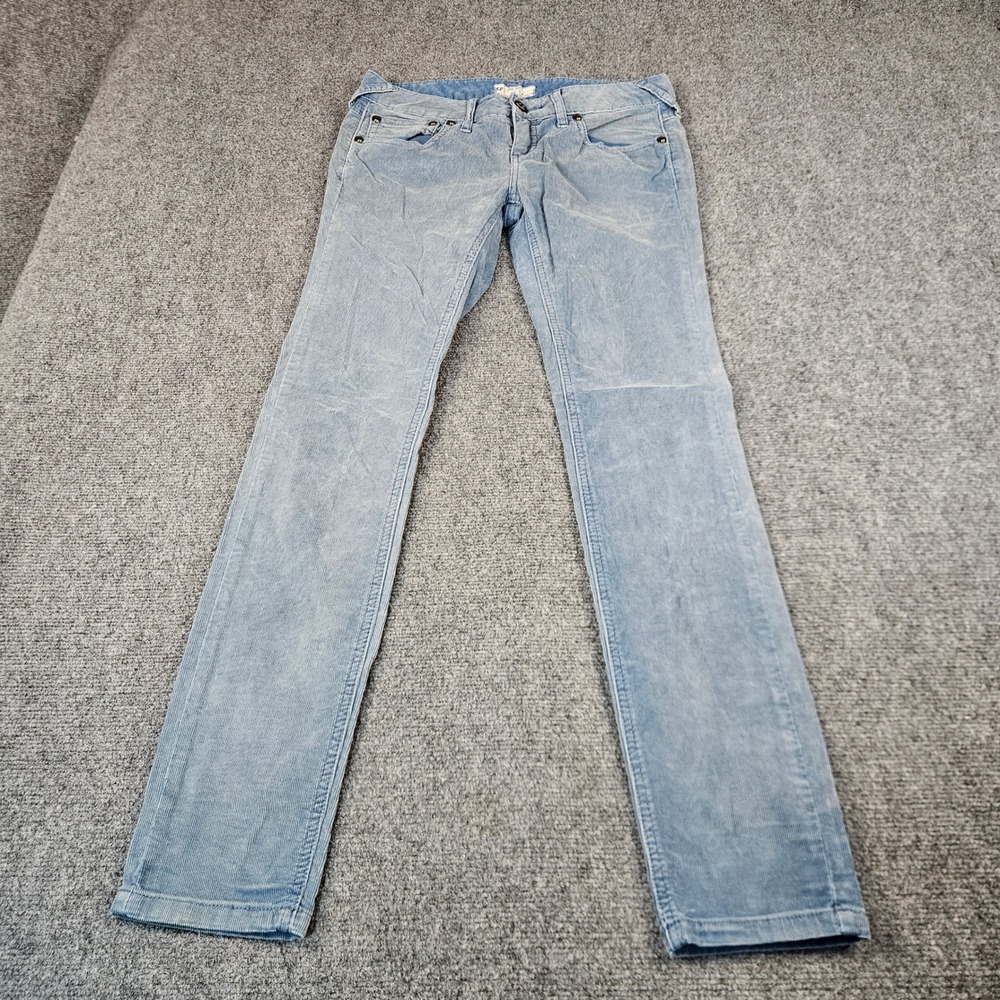 Free People Blue Corduroy Pants Slim Straight Leg Low Rise Size 29 61855-16515